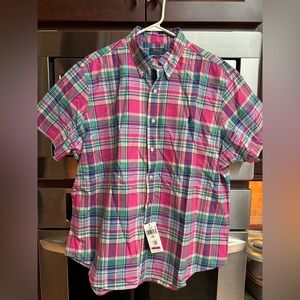 Ralph Lauren Men's Casual Plaid Shirt - Pink and Green